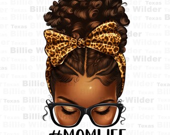 Afro messy bun with leopard bandana png sublimation design download,Momlife png,Messy bun png, Messy bun momlife, sublimate designs download