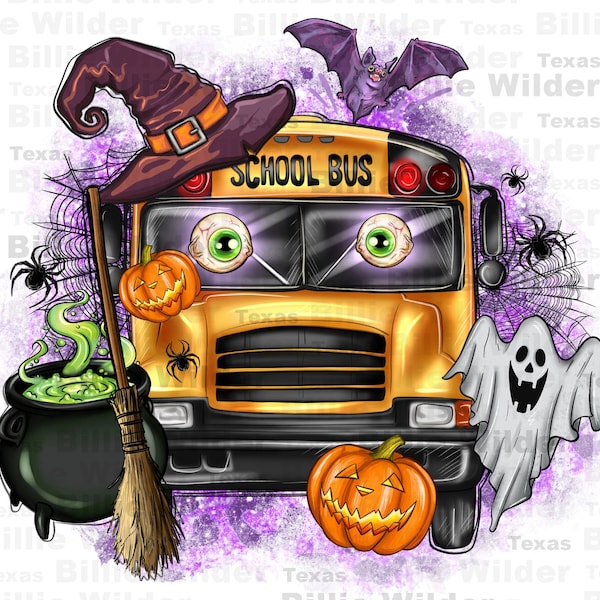 Halloween school bus png sublimation design download, back to school png, school bus driver png, Hallowen png, sublimate designs download