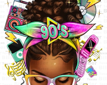 90's afro messy bun png sublimation design download, black messy bun png, 90's png, retro 90's png,90's vibes png,sublimate designs download