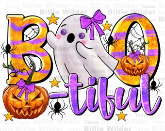 Boo-tiful png sublimation design download, Happy Halloween png, spooky season png, Halloween ghost png, sublimate designs download