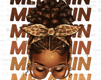 Melanin afro messy bun png sublimation design download, melanin png, black woman messy bun png, sublimate designs download