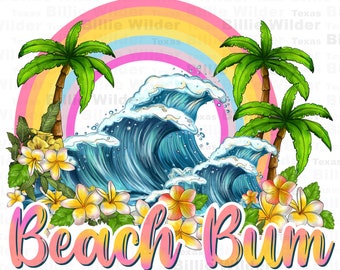 Beach bum png sublimation design download, hello summer png, beach vibes png, palm trees png, summer png, sublimate designs download