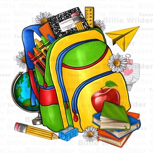 50 School Bag Clipart, Travel Digital Illustrations PNG, Cute