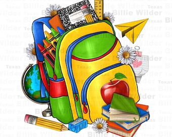 School bag png sublimation design download, school life png, school vibes png, back to school png,love school png,sublimate designs download
