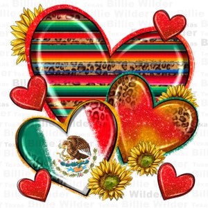 Mexican hearts png sublimation design download, cinco de mayo png, Mexican flag png, western hearts png, sublimate designs download