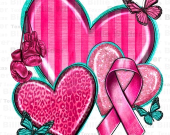 Breast Cancer hearts png sublimation design download, Cancer Awareness png, find a cure png, fight Cancer png, sublimate designs download