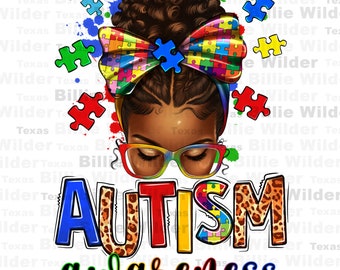 Autism Awareness afro messy bun png sublimation design download, Autism Awareness png, Autism life png, sublimate designs download
