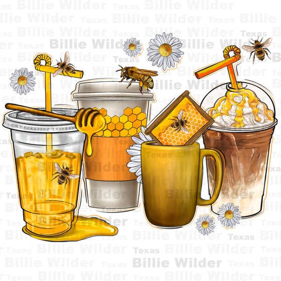 Bumble bee coffee cups png sublimation design download, daisies coffee cups png, coffee love png, sublimate designs download