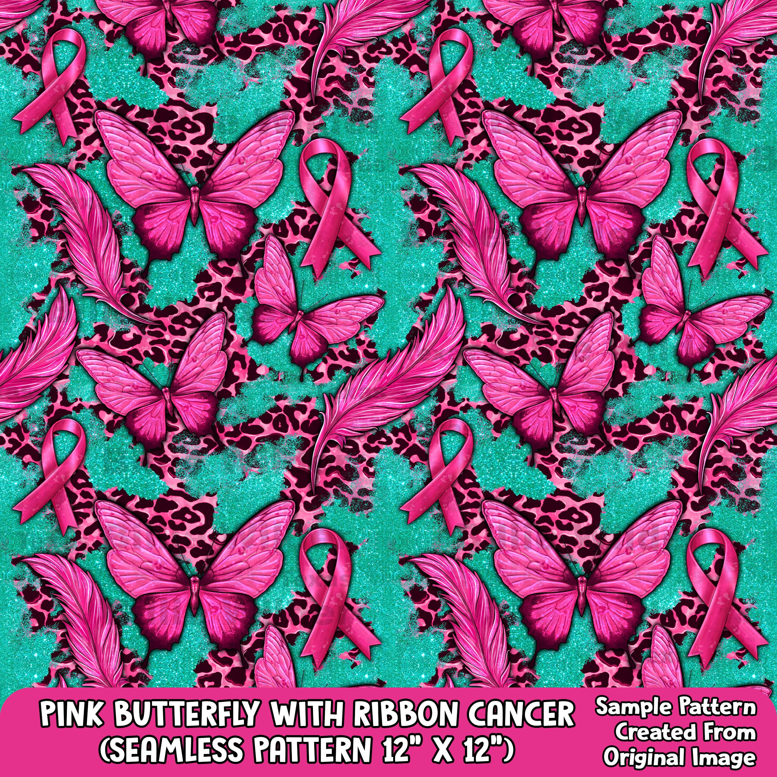 Pink Butterfly Seamless Pattern Digital Paper, Glitter Digital Seamless ...