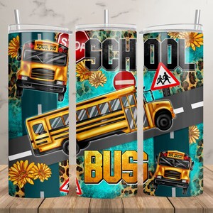 School bus 20 oz skinny tumbler png,school bus tumbler wrap png, school bus driver 20 oz tumbler designs,back to school tumbler png download