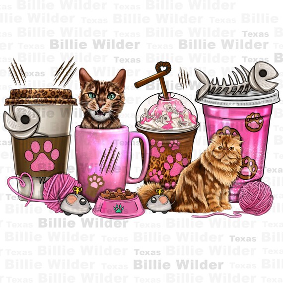 Cat coffee cups png sublimation design download, coffee cups png, animal coffee cups png, coffee love png, sublimate designs download