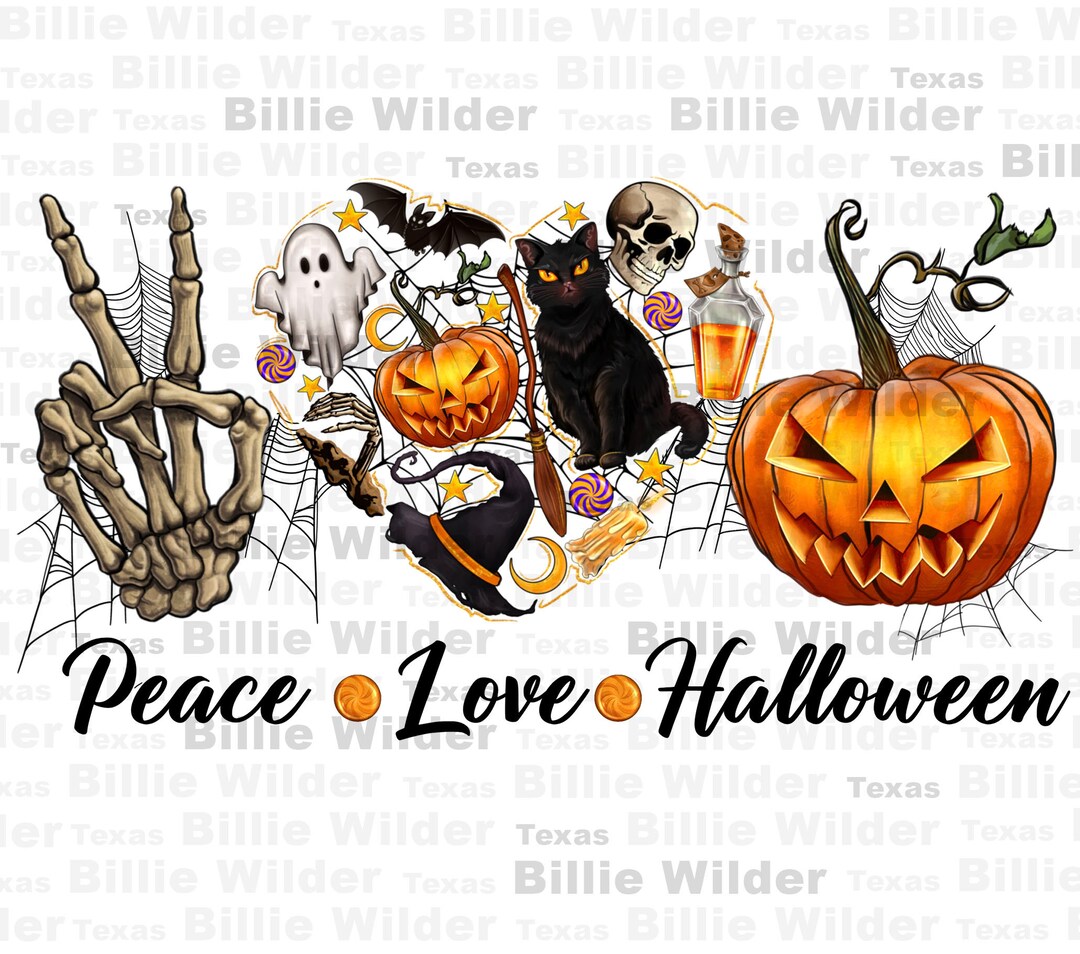 Peace Love Halloween Png Sublimation Design Download, Happy Halloween ...