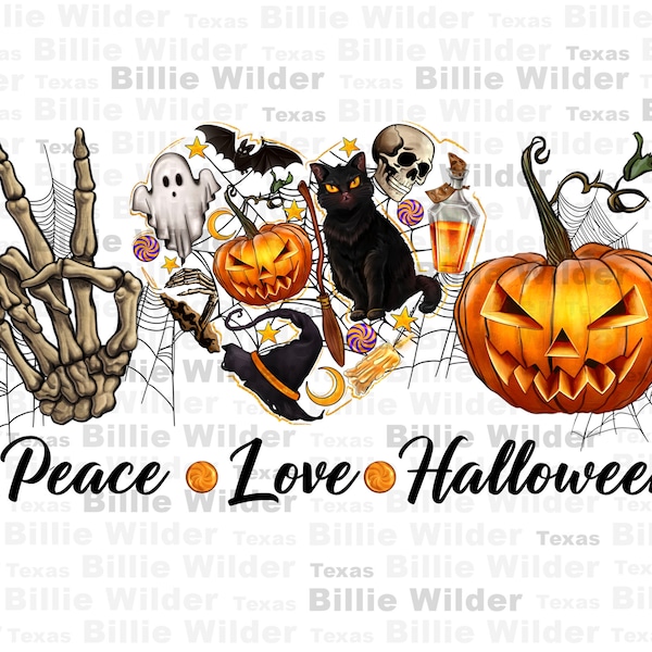 Peace love Halloween png sublimation design download, Happy Halloween png, spooky season png, trick or treat png, sublimate designs download