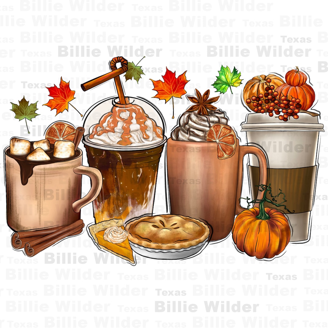 Pumpkin Spice Coffee Cups Png Sublimation Design Download, Hello Fall ...