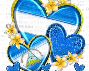 Nicaragua hearts png sublimation design download, Nicaragua png, Nicaragua flag png, western hearts png, sublimate designs download