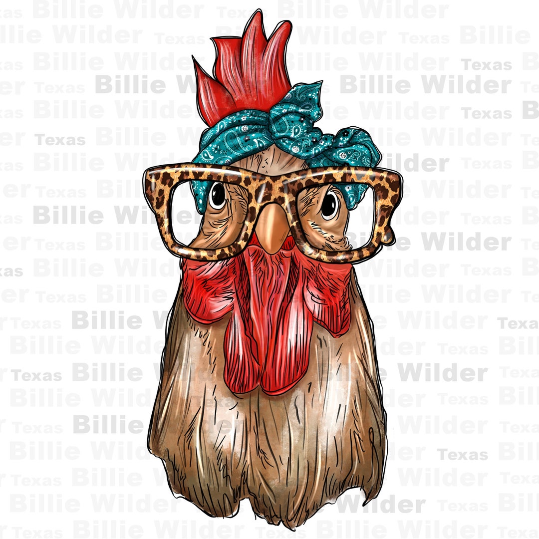 Leopard Pattern Chicken Chicken With Bandana and Leopard Glasses Png, Hand Drawn Chickenpng ...