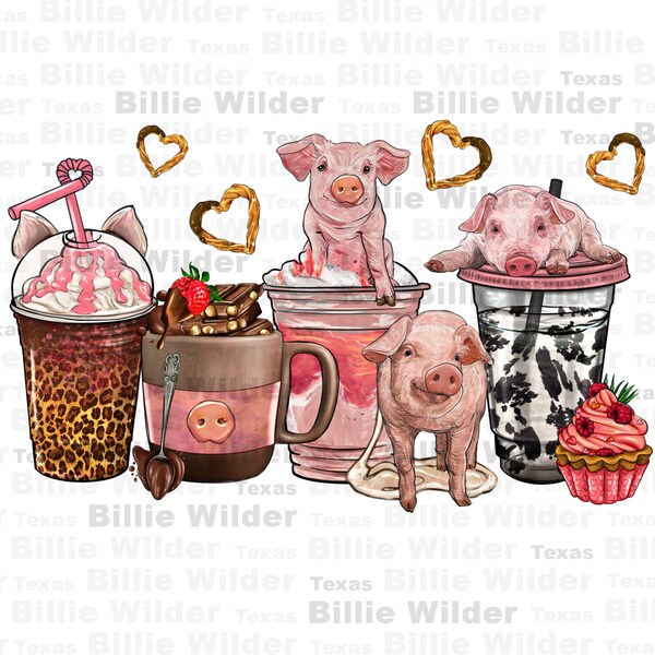 Pigs coffee cups png sublimation design download, animal coffee cups png, coffee cups png, coffee love png, sublimate designs download