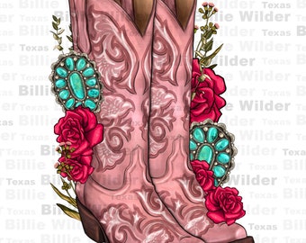 Floral cowgirl boots png sublimation design download pink boots png, cowgirl life png, western boots png, sublimate designs download