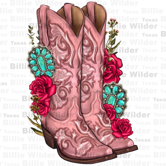 Floral cowgirl boots png sublimation design download pink boots png, cowgirl life png, western boots png, sublimate designs download