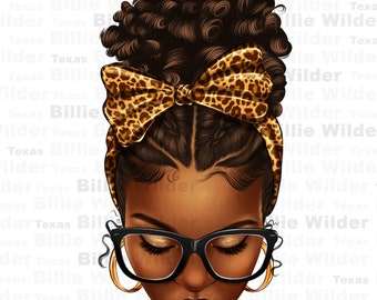 Afro messy bun leopard bow png sublimation design download, Messy bun png, Messy bun life png, sublimate designs download
