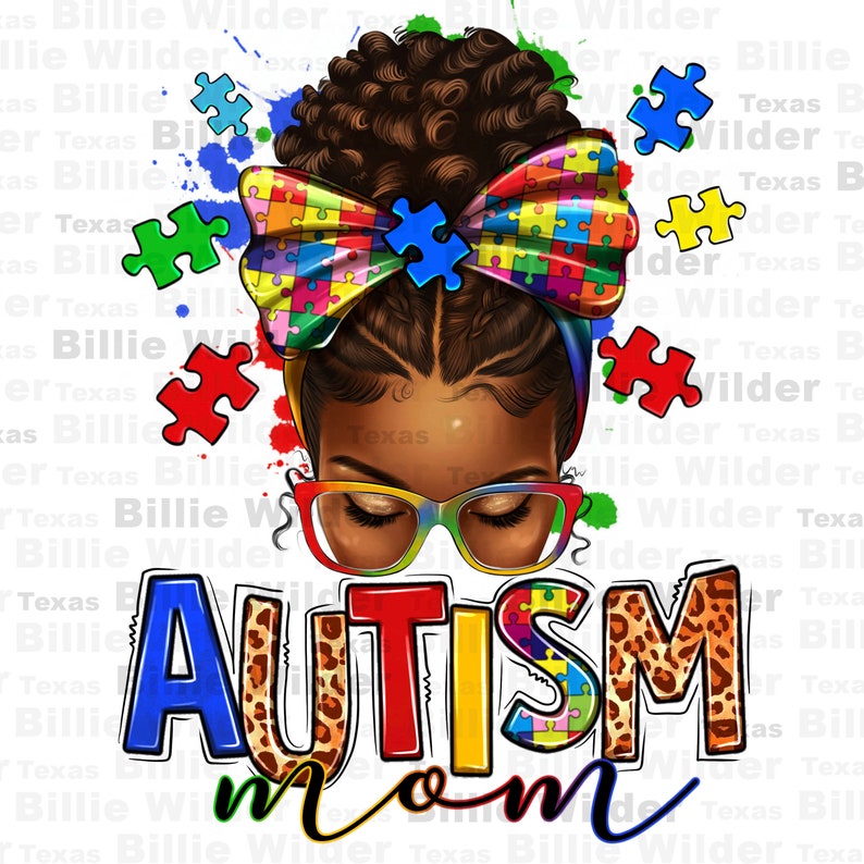 Afro messy bun autism mom png sublimation design download, Momlife png,Messy bun png, Autism Mom png, autism png, sublimate designs download image 1