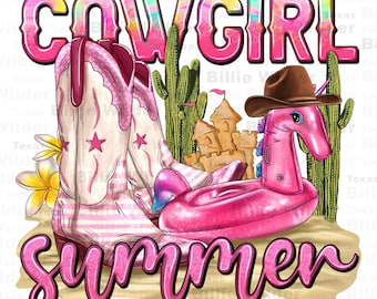 Cowgirl summer png sublimation design download, hello summer png, beach vibes png, summer png, summer vibes png, sublimate designs download