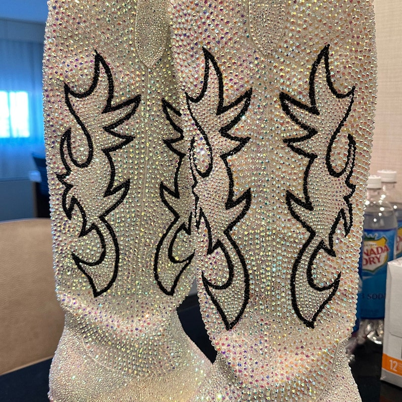 Rhinestone Boots - Etsy