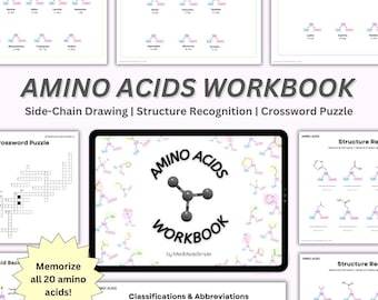 Amino Acids Workbook (Digital) - MCAT, Nursing, Medicine, Biochemistry, Chemistry, Active-recall Worksheets, Fill-in-the-blanks