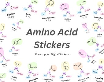 Amino Acid Stickers – Pre-cropped Digital Science Notes (Digital Download)