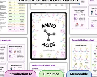 Amino Acids Study Guide - Biochemistry Cheat-Sheet, Nursing, MCAT, Science