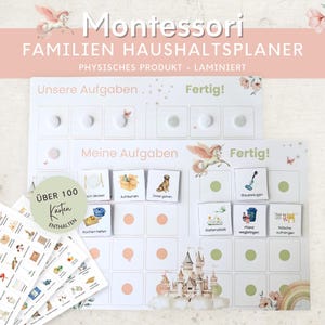 Montessori Haushaltsplan für Kinder und Eltern Einhorn, To-do-Liste Haushalt, Aufgabenplan Putzplan Wochenplan, Familien Planer Haushalt