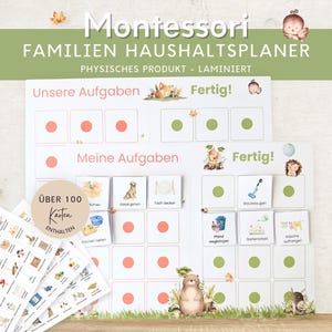 Montessori Haushaltsplan für Kinder und Eltern Waldtiere, To-do-Liste Haushalt, Aufgabenplan Putzplan Wochenplan, Familien Planer Haushalt
