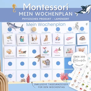 Montessori Meer Hai Aquarium Wochenplan für Kinder, Routineplan mit Routinekarten, Montessori Board Kinderzimmer, Stundenplan Einschulung