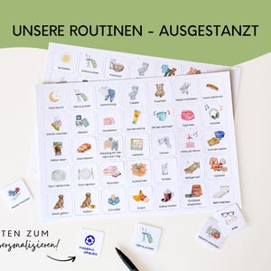 Routinekarten für Kinder mit Morgen- und Abendroutine zum Selbstpersonalisieren. Montessori inspirierter Routineplan zur Förderung von Selbstständigkeit und Struktur im Alltag.