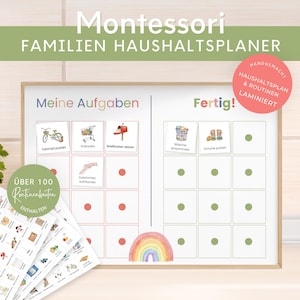 Montessori Haushaltsplan für Kinder und Eltern, To-do-Liste Haushalt, Aufgabenplan Putzplan Wochenplan, Familien Organisation Familienplaner