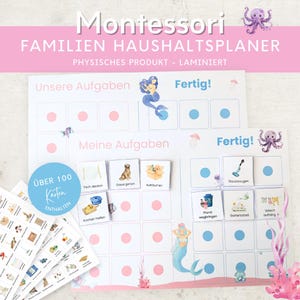 Montessori Haushaltsplan für Kinder und Eltern Meerjungfrau, To-do-Liste Haushalt, Aufgabenplan Putzplan Wochenplan, Familien Planer