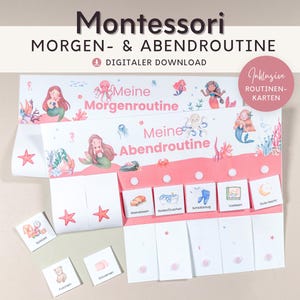Morgenroutine und Abendroutine für Kinder Meerjungfrau,  Routineplan Tägliche Routinekarten, Montessori Spielzeug Board, Wochenplaner Kinder