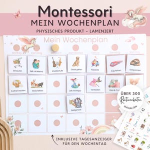 Montessori Mein Wochenplan für Kinder Einhorn, Routineplan mit Routinekarten, Montessori Board Kinderzimmer Deko, Montessori Spielzeug