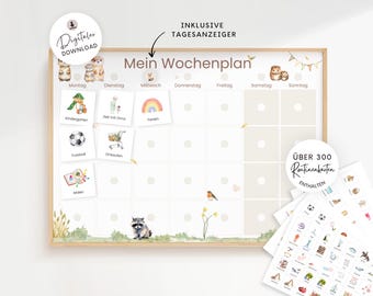 Montessori weekly planner for children with routine cards, printable otter weekly planner, children's room poster idea, back to school for schoolchildren
