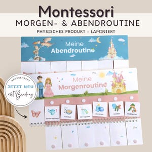 Morgenroutine und Abendroutine für Kinder Prinzessin Mädchen,  Routineplan mit Routinekarten laminiert, Montessori Spielzeug Kindergarten