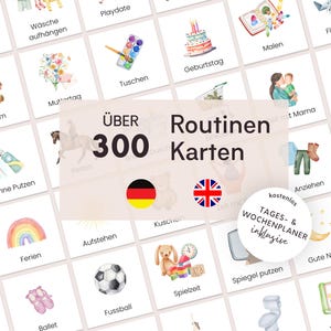 300 Routinenkarten zum Ausdrucken, Wochenplan Kinder Kita Karten, Tagesroutinekarte Wochenroutinekarten Kindergarten, Englisch und Deutsch