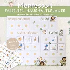 Montessori Haushaltsplan für Kinder und Eltern Safari, To-do-Liste Haushalt, Aufgabenplan Putzplan Wochenplan, Familien Planer Haushalt