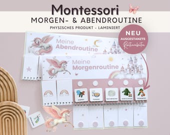 Montessori Routinekarten Morgen Routine Plan EINHORN, Tagesablauf Kinder, Wochenplan Kindergarten Kita, Kleinkinder Geschenke personalisiert
