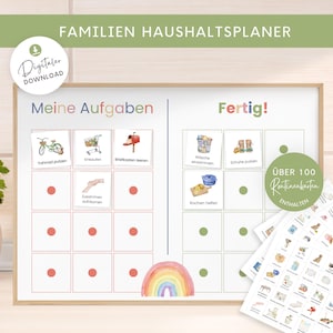 Haushaltsplan für Kinder und Eltern, To-do-Liste für Haushalt, Montessori zum AUSDRUCKEN, Aufgabenplan Putzplan, Organisation Familienplaner