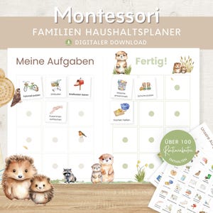 Piano domestico per bambini Otter, lista delle cose da fare per la casa, Montessori da STAMPARE, piano delle attività, piano di pulizia, pianificatore familiare organizzativo