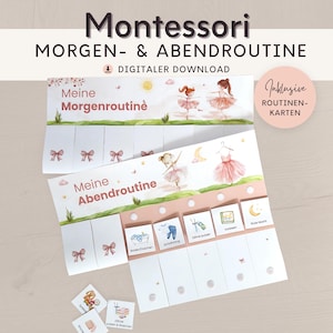 Rotina matinal e rotina noturna para crianças bailarinas meninas rosa, rotinas com cartões de rotina para imprimir, jardim de infância de brinquedo Montessori