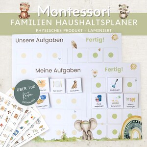 Montessori Haushaltsplan für Kinder und Eltern Boho Tiere, To-do-Liste Haushalt, Aufgabenplan Putzplan Wochenplan, Familien Planer Haushalt