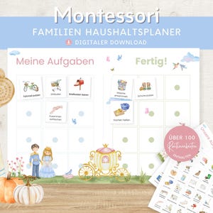 Plano familiar para crianças e pais, lista de tarefas para a casa, Montessori para IMPRIMIR, plano de tarefas, plano de limpeza, organização do planejador familiar