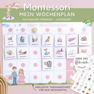 Montessori Prinzessin Wochenplan für Kinder, Routineplan mit Routinekarten, Montessori Board Kinderzimmer, Montessori Spielzeug
