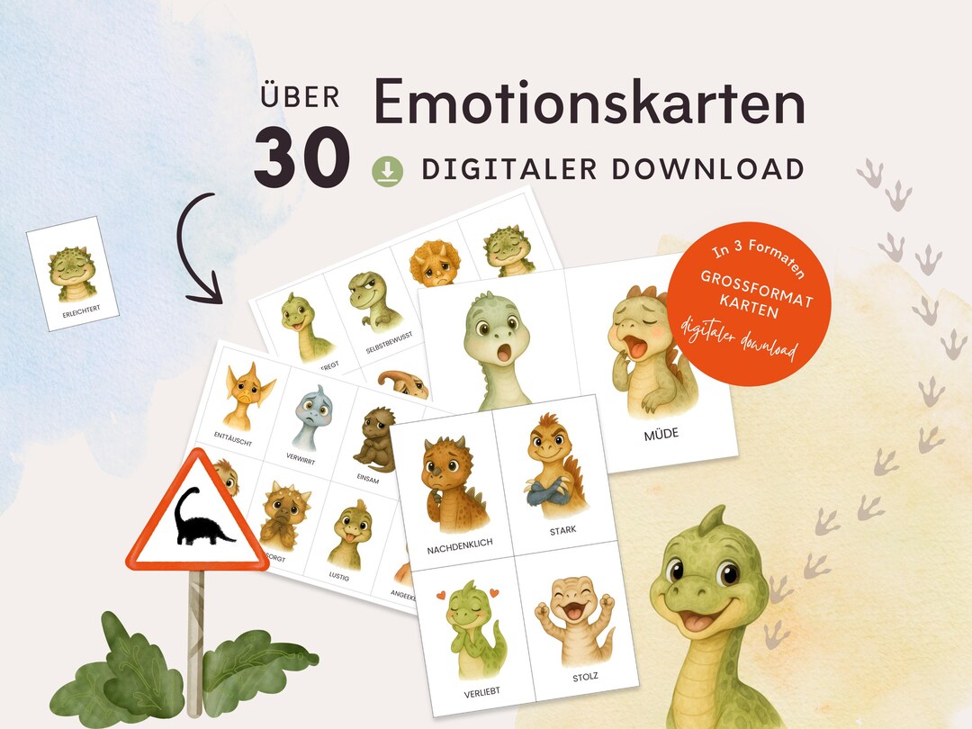 Dinosaur Feeling Cards and Emotion Cards for Children, Feelings for ...